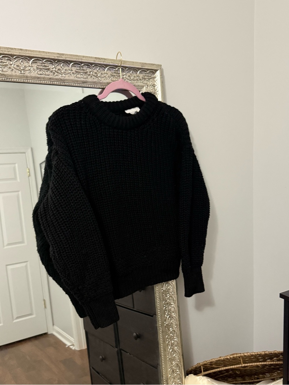 Topshop Black Chunky Crewneck Sweater